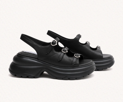 [StayC X Macmoc] Glitz Platform Heart-Decorated Sandals (7cm)