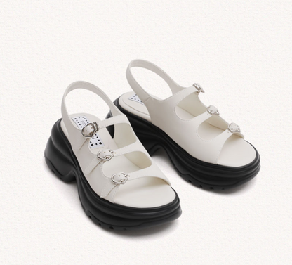 [StayC X Macmoc] Glitz Platform Heart-Decorated Sandals (7cm)