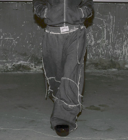 [NCT Wish Riku Worn] BAD BLOOD w-pts25-094 Raw Edge Convex Jogger - Washed Grey