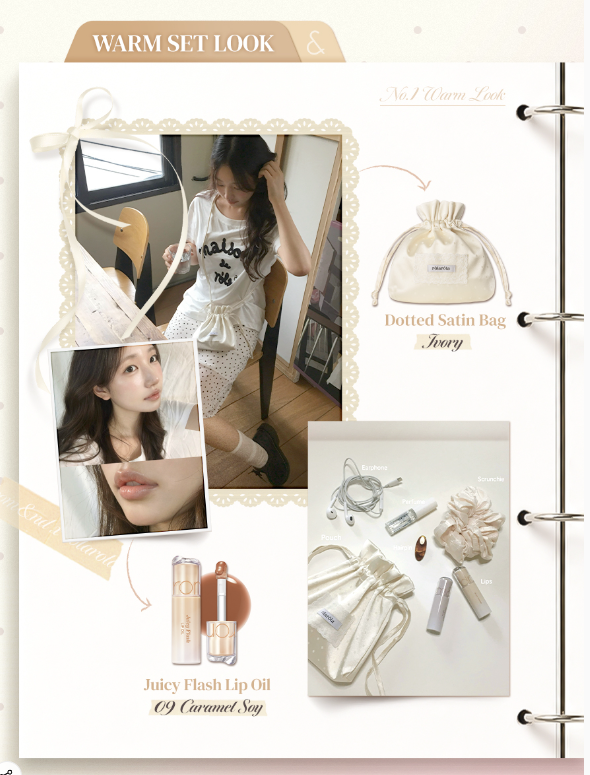 [Rom&nd x Rolarola] Juicy Flash Lip Oil with Gift (+Dotted Satin Bag)