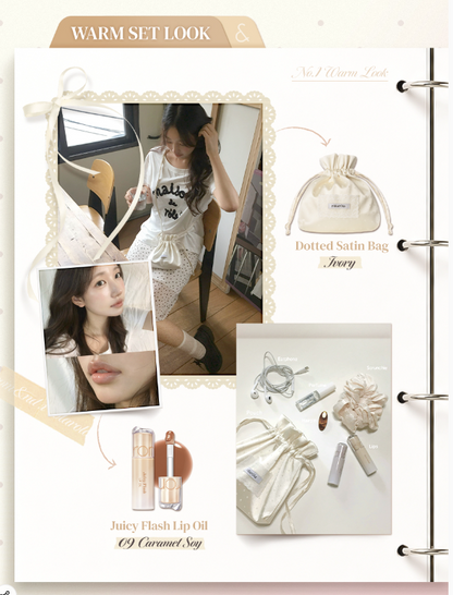 [Rom&nd x Rolarola] Juicy Flash Lip Oil with Gift (+Dotted Satin Bag)