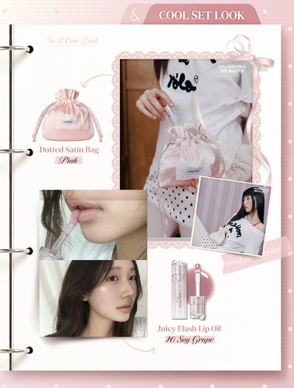 [Rom&nd x Rolarola] Juicy Flash Lip Oil with Gift (+Dotted Satin Bag)