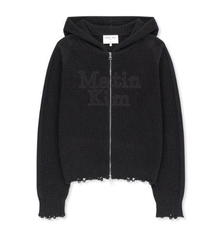 [Twice Momo X Matin Kim 26 Fall Coll.]  Waffle Texture Hoody Knit Zip Up