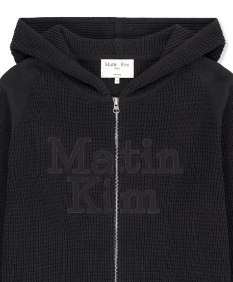 [Twice Momo X Matin Kim 26 Fall Coll.]  Waffle Texture Hoody Knit Zip Up