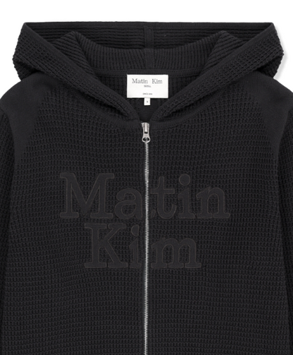 [Twice Momo X Matin Kim 26 Fall Coll.]  Waffle Texture Hoody Knit Zip Up