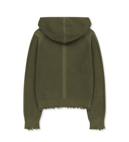 [Twice Momo X Matin Kim 26 Fall Coll.]  Waffle Texture Hoody Knit Zip Up