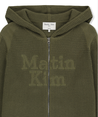 [Twice Momo X Matin Kim 26 Fall Coll.]  Waffle Texture Hoody Knit Zip Up