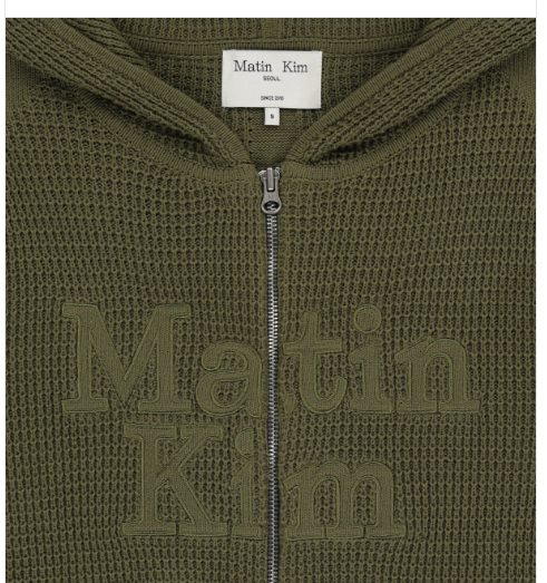 [Twice Momo X Matin Kim 26 Fall Coll.]  Waffle Texture Hoody Knit Zip Up