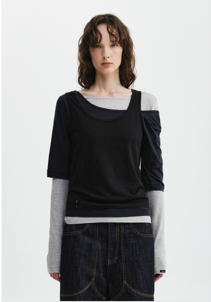 [Twice Momo X Matin Kim 26 Fall Coll.] Triple Layered Multi Way Top