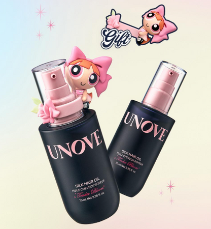 [Powerpuff Girls X UNOVE] Silk Hair Oil Essence 70ml Double Set with Gift (+Cap Ring)