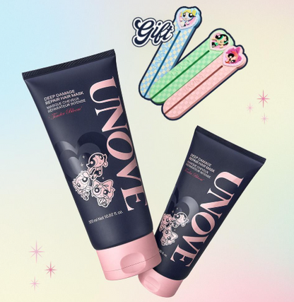 [Powerpuff Girls X UNOVE] Deep Damage Repair Hair Mask Tender Bloom 320ml Double Set with Gift (+ Squeezer)