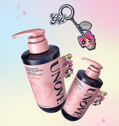 [Powerpuff Girls X UNOVE] Deep Damage Repair Shampoo Sweet Beeze 500ml Double Set with Gift (+ Keyring)