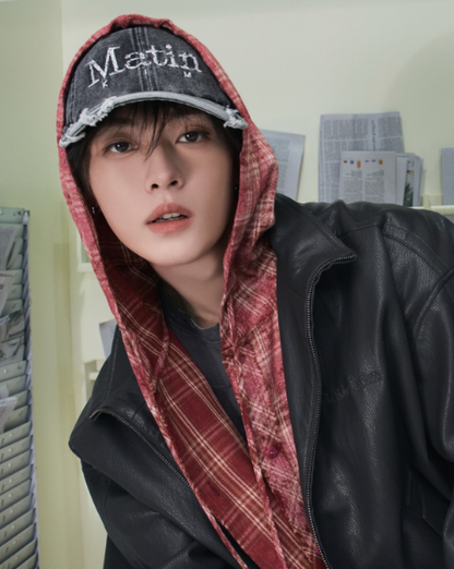 [Straykids Lee Know Pick] MATIN KIM Vintage Distressed Denim Ball Cap