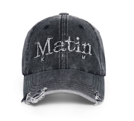 [Straykids Lee Know Pick] MATIN KIM Vintage Distressed Denim Ball Cap