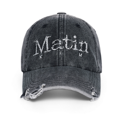 [Straykids Lee Know Pick] MATIN KIM Vintage Distressed Denim Ball Cap