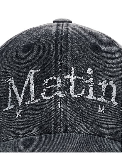 [Straykids Lee Know Pick] MATIN KIM Vintage Distressed Denim Ball Cap