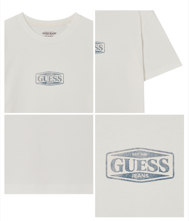 [Straykids Hyunjin Worn] 26Fall Guess GJ Regular Fit Classic Logo Short Sleeve T-shirt_WHT
