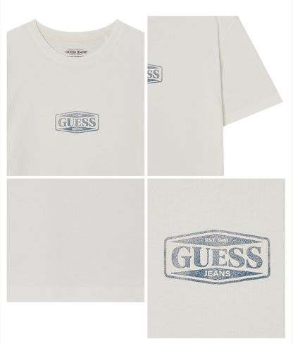 [Straykids Hyunjin Worn] 26Fall Guess GJ Regular Fit Classic Logo Short Sleeve T-shirt_WHT