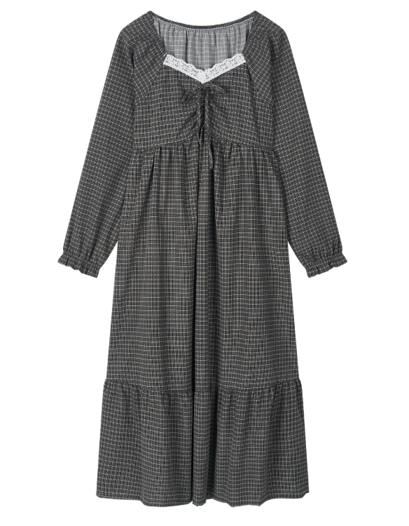 [Nmixx X Dossy] Silk Fit Dust Long Sleeve Pajama Dress