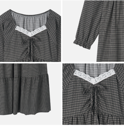 [Nmixx X Dossy] Silk Fit Dust Long Sleeve Pajama Dress