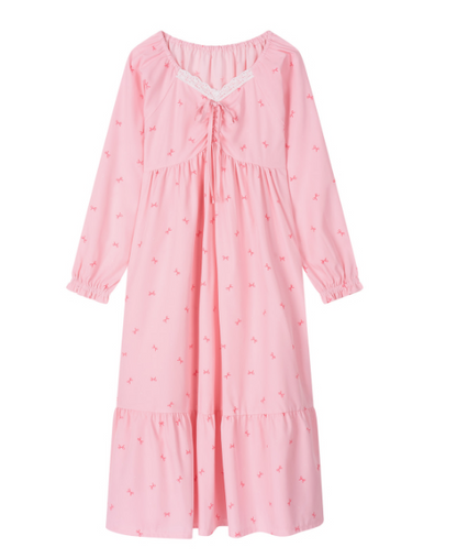 [Nmixx X Dossy] Silk Fit Bunny Pink Long Sleeve Pajama Dress