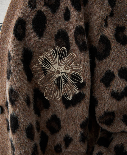 [Seventeen Jeonghan Pick] Mardi Mercredi Wool Blend Hairy Cardigan Leopard Flower