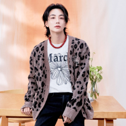[Seventeen Jeonghan Pick] Mardi Mercredi Wool Blend Hairy Cardigan Leopard Flower