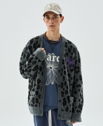 [Seventeen Jeonghan Pick] Mardi Mercredi Wool Blend Hairy Cardigan Leopard Flower