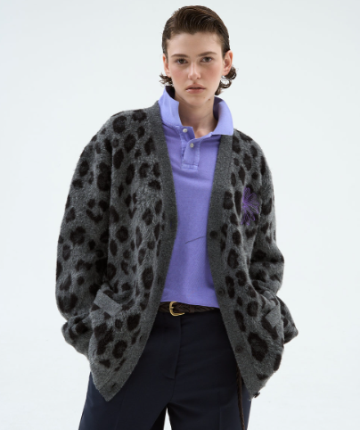 [Seventeen Jeonghan Pick] Mardi Mercredi Wool Blend Hairy Cardigan Leopard Flower