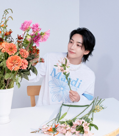 [Seventeen Jeonghan Pick] 26FW Mardi Mercredi Slub Cotton Relaxed T-Shirt Long Sleeve LA Fleur