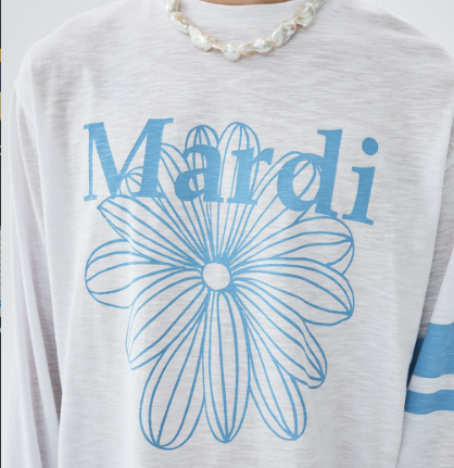 [Seventeen Jeonghan Pick] 26FW Mardi Mercredi Slub Cotton Relaxed T-Shirt Long Sleeve LA Fleur