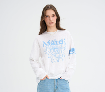 [Seventeen Jeonghan Pick] 26FW Mardi Mercredi Slub Cotton Relaxed T-Shirt Long Sleeve LA Fleur