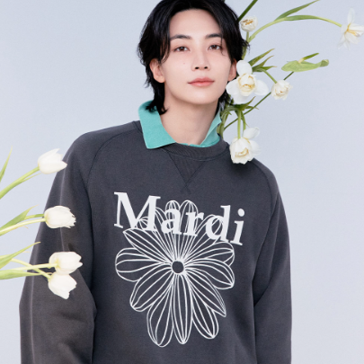 [Seventeen Jeonghan Pick] 26FW Mardi Mercredi Sweatshirt Raglan LA Fleur Pigment Washing _Black Beige