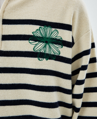[Seventeen Jeonghan Pick] 26FW Mardi Mercredi Cashmere Blend Half Zip Stripe LA Fleur