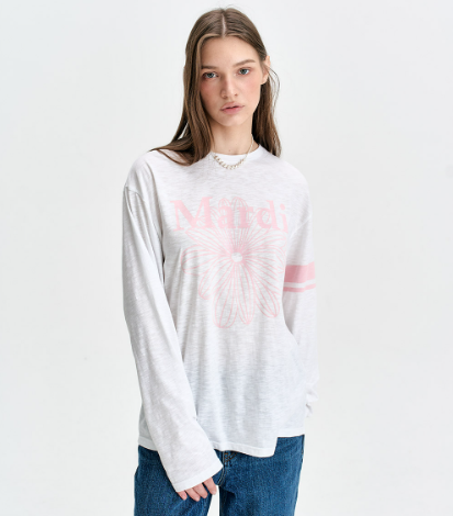 [Seventeen Jeonghan Pick] 26FW Mardi Mercredi Slub Cotton Relaxed T-Shirt Long Sleeve LA Fleur