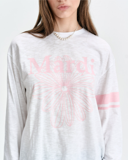 [Seventeen Jeonghan Pick] 26FW Mardi Mercredi Slub Cotton Relaxed T-Shirt Long Sleeve LA Fleur