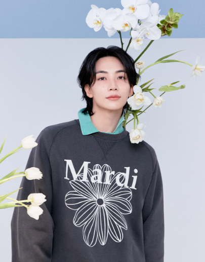 [Seventeen Jeonghan Pick] 26FW Mardi Mercredi Sweatshirt Raglan LA Fleur Pigment Washing _Black Beige