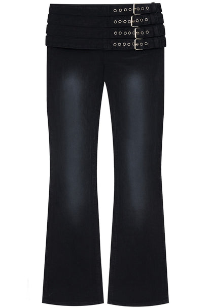 [Aespa Winter Worn] Bonnae Belted Straight Pants (Black)