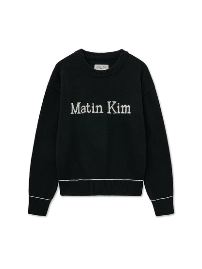 [Aespa Ningning Worn] Matin Kim Color Trim Line Logo Pullover