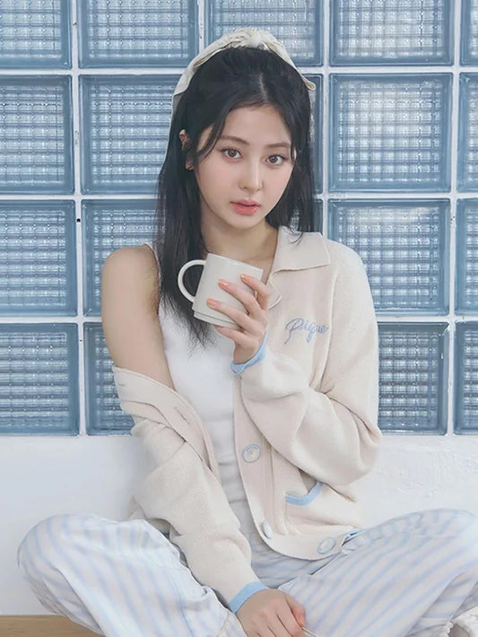[Lesserafim Yunjin Pick] Gelato Pique Goalie Knit Cardigan