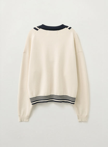 [Riize Pick] 26SS Satur Crest Logo Open Collar Knit