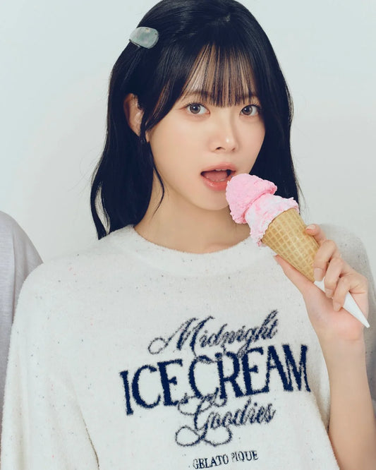[Lesserafim Eun-chae Pick] Gelato Pique Ice Cream Jacquard Pullover & Shorts Set