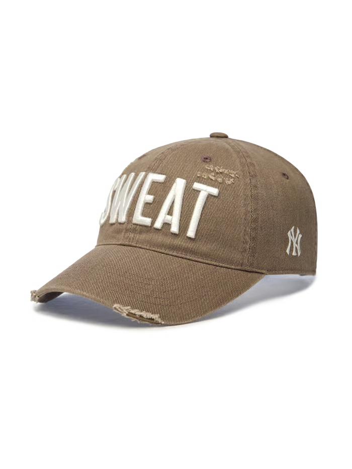 [MLB X KISS OF LIFE] SWEAT Damaged Washed Unstructured Ball Cap Brown