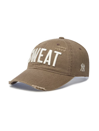[MLB X KISS OF LIFE] SWEAT Damaged Washed Unstructured Ball Cap Brown