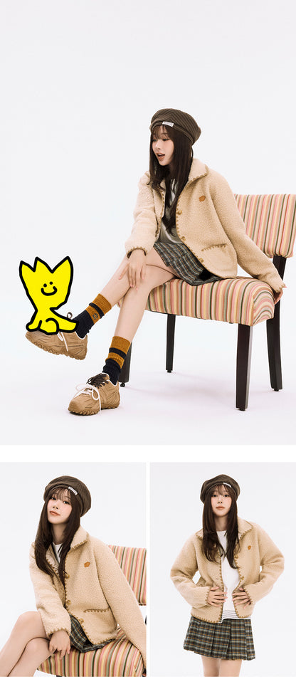 [AESPA Giselle’s Wear] WACKY WILLY Women's Shearling Stitch Jacket