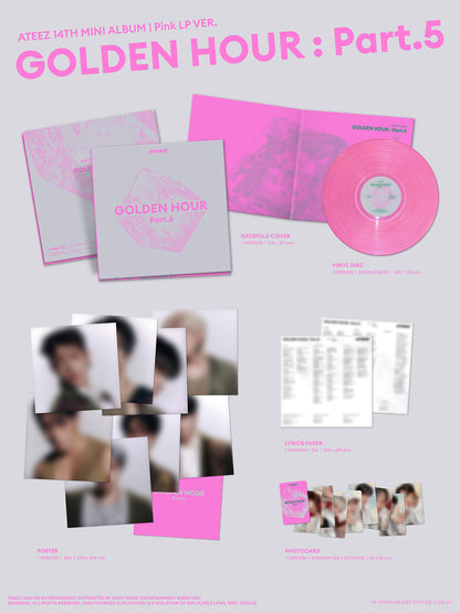 ATEEZ - GOLDEN HOUR : Part.5 / 14TH MINI ALBUM (Pink LP VER.)