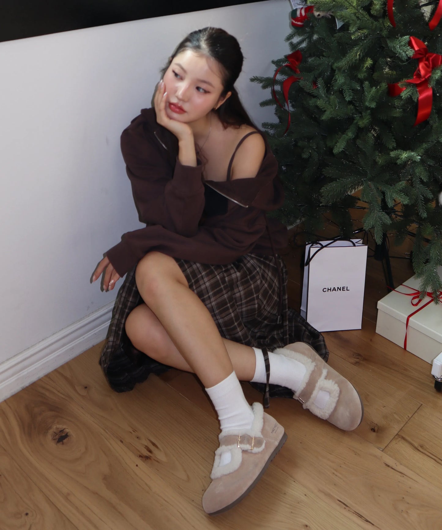 Macmoc Pooh Cowhide Winter Mary Jane Flat Shoes 1cm