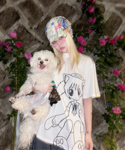 [Aespa Karina Worn] Itzavibe Cat Girl T-Shirt