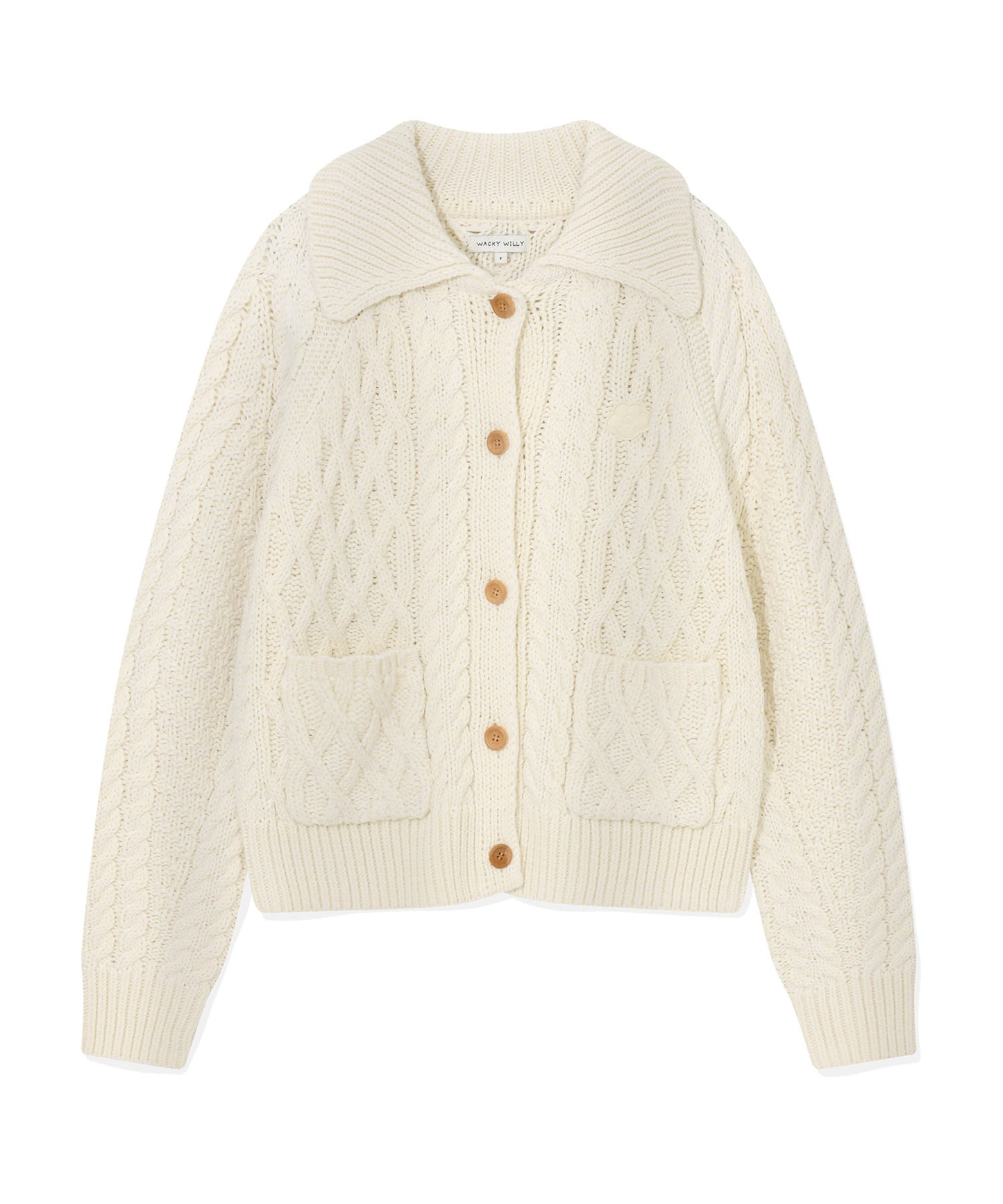 [AESPA Giselle's Wear] WACKY WILLY Women's Cable Collar Cardigan -  Cream