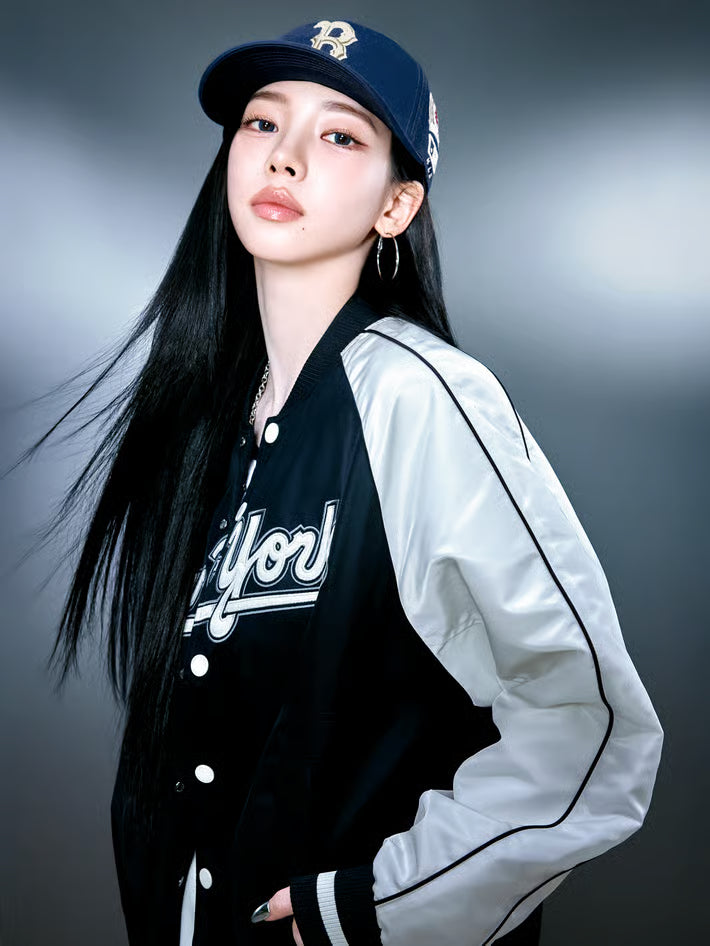 [Aespa Karina & TWS Pick] 26SS MLB Nylon Front Cursive Varsity Jacket – New York Mets